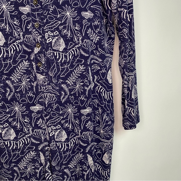 Anthropologie Adele Prost Fern Lounge Jumpsuit XL Blue Pajama One Piece - Picture 8 of 16